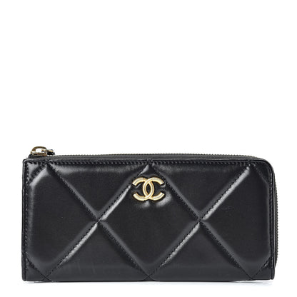 Chanel Lambskin Quilted Large Gusset Zipped Wallet Black 1 of 13