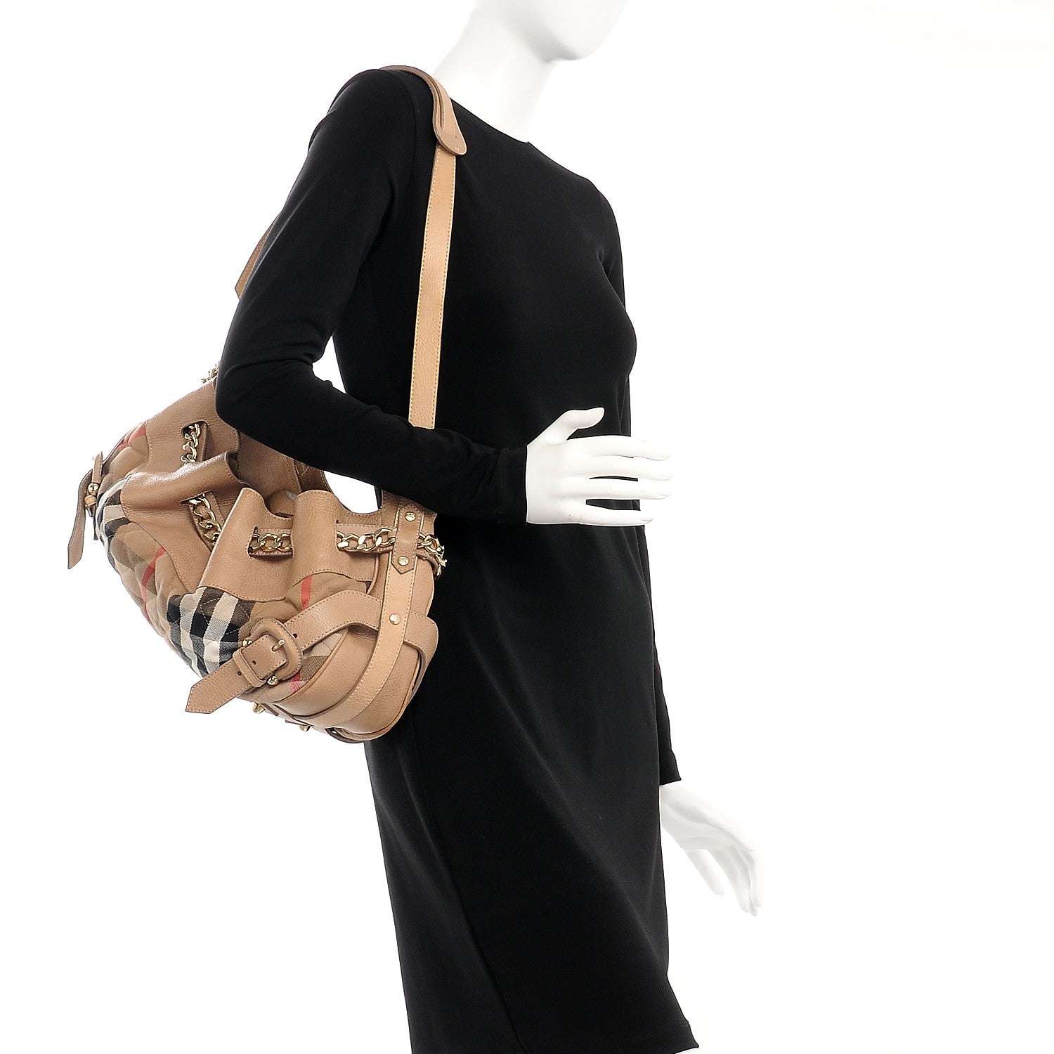 Burberry Grainy Calfskin House Check Margaret Bag Light Nude 2 of 15