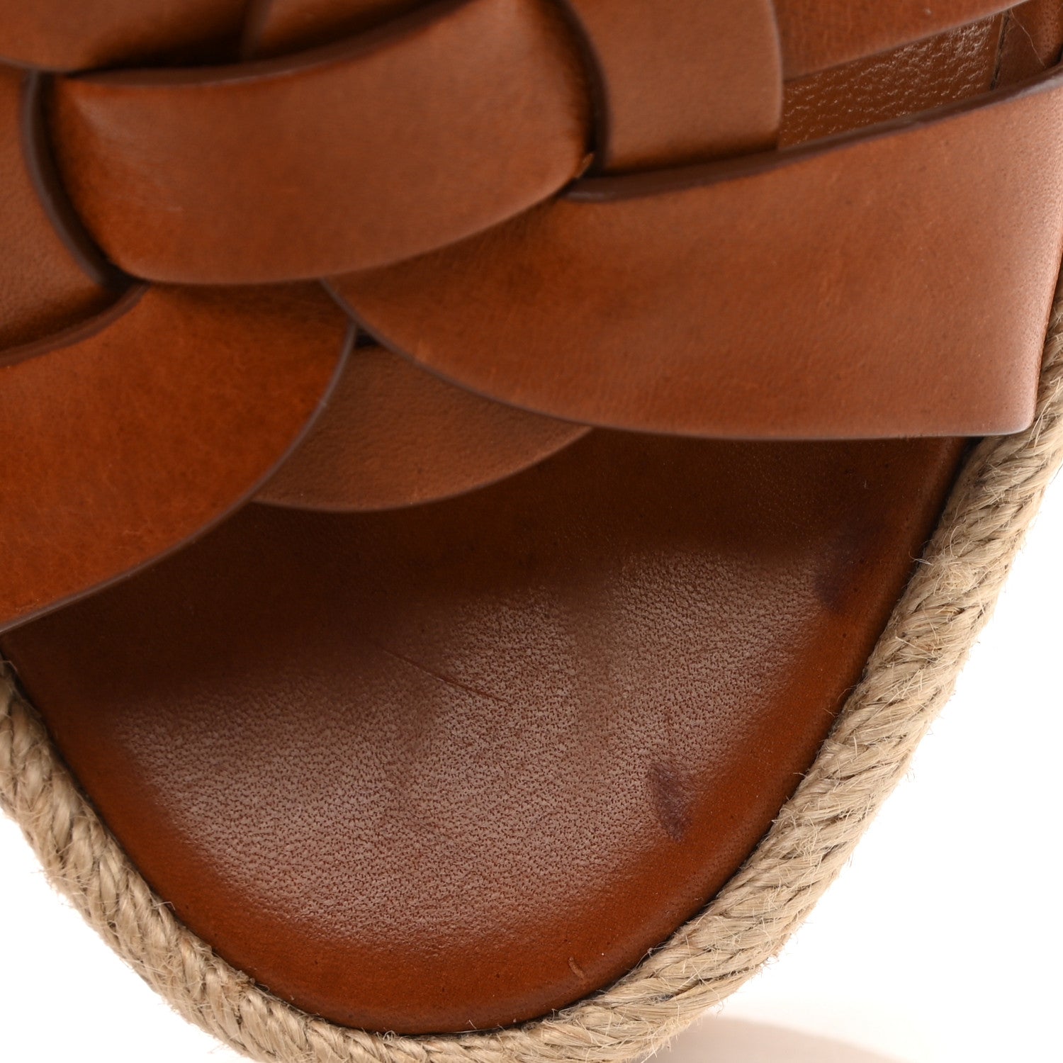 Saint Laurent Calfskin 85 Platform Espadrille Wedge Sandals 38.5 Brown 9 of 9