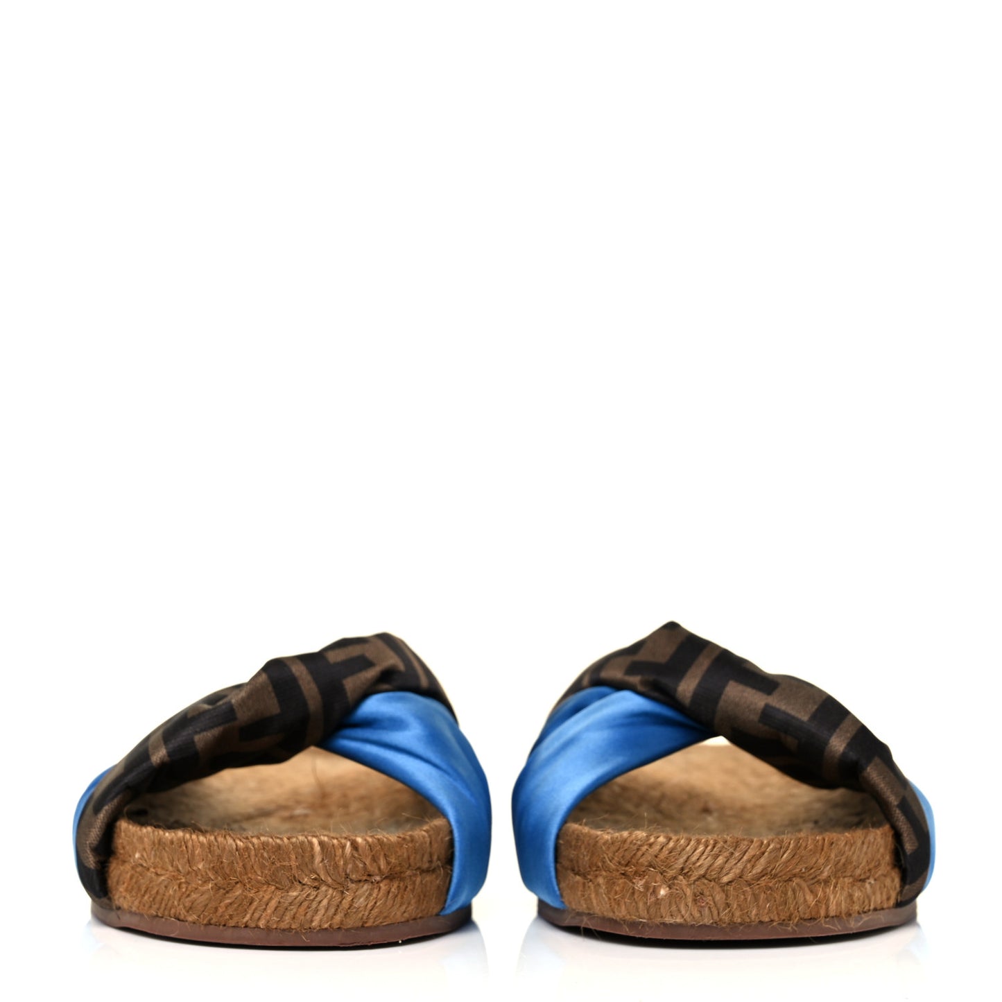 Satin FF Twist Espadrille Slide Sandals 41 Antigua Tobacco Black