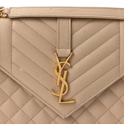 Saint Laurent Grain De Poudre Textured Mixed Matelasse Medium Triquilt Monogram Satchel Dark Beige 7 of 13