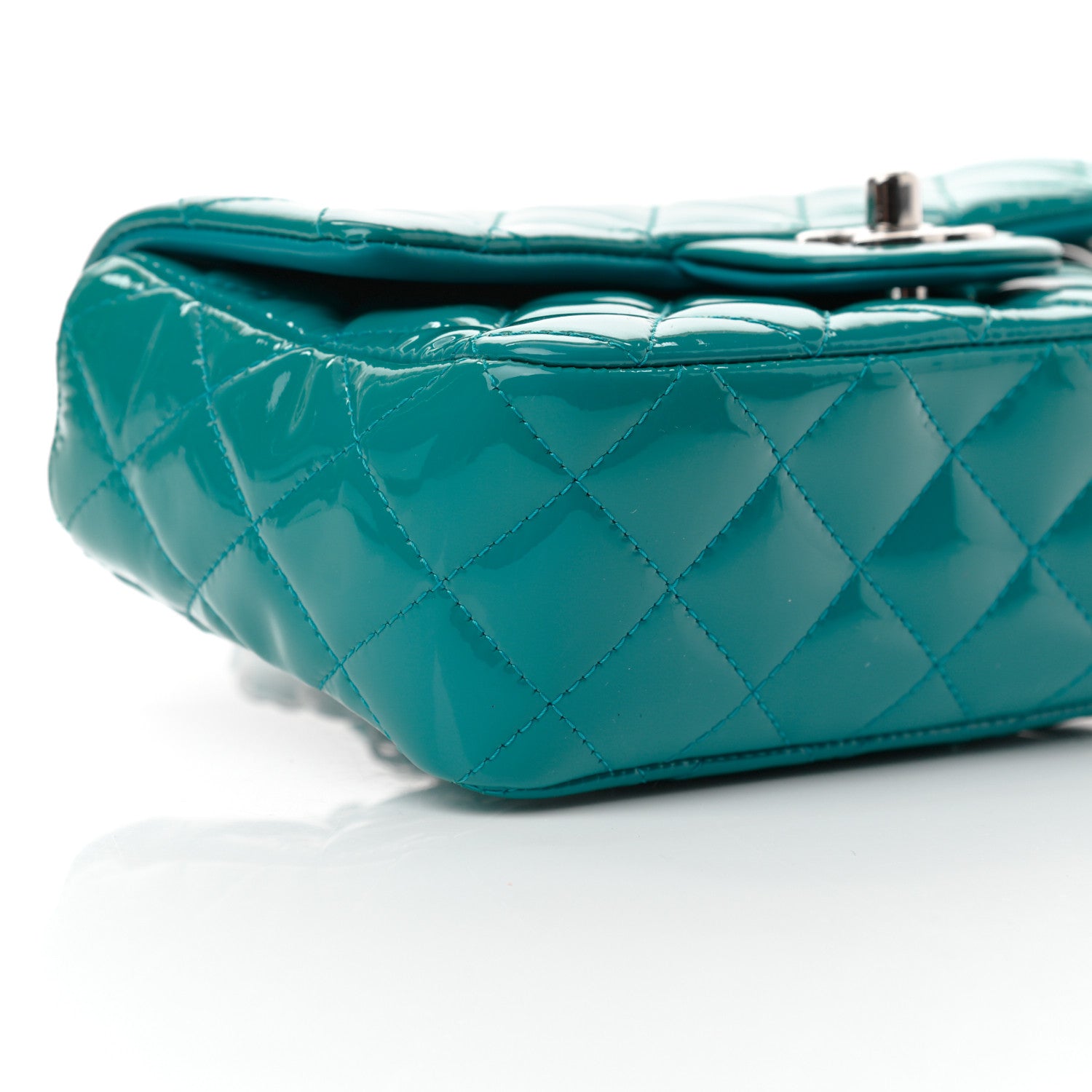 Chanel Patent Quilted Mini Rectangular Flap Turquoise 8 of 11