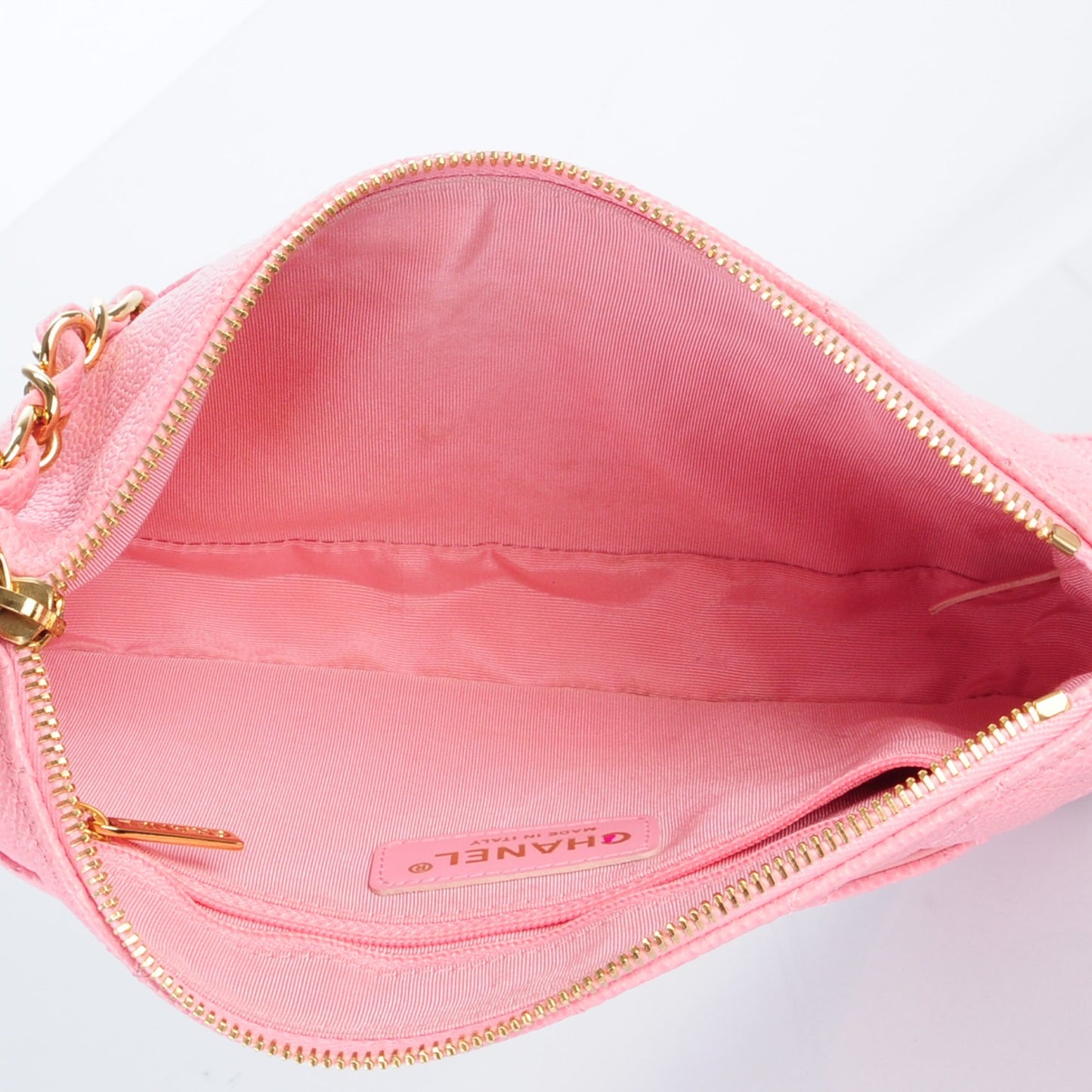Caviar Quilted Pochette Pink