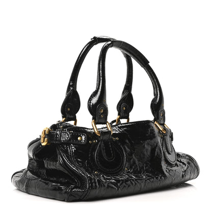 Chloe Crinkled Patent Medium Paddington Satchel Black 3 of 10