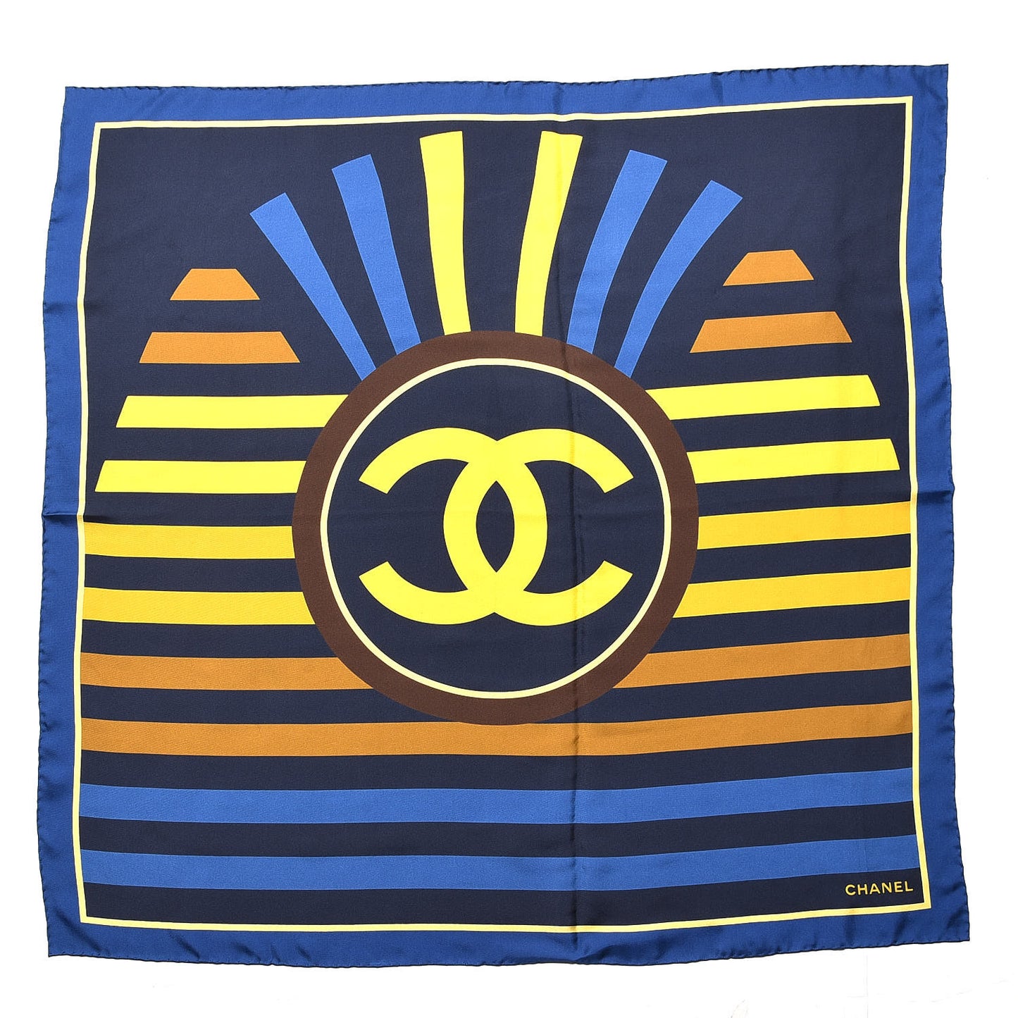 Silk CC Square Scarf Navy