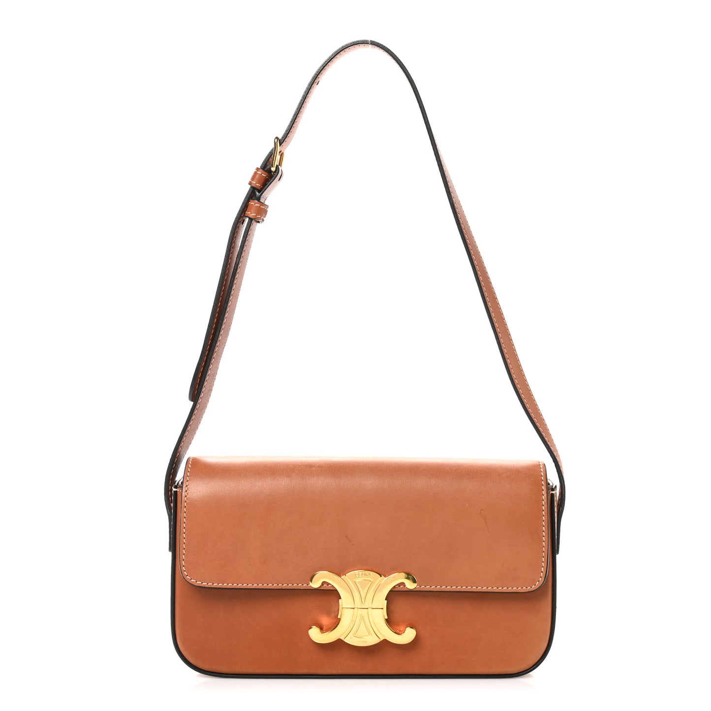 Natural Calfskin Triomphe Shoulder Bag Tan