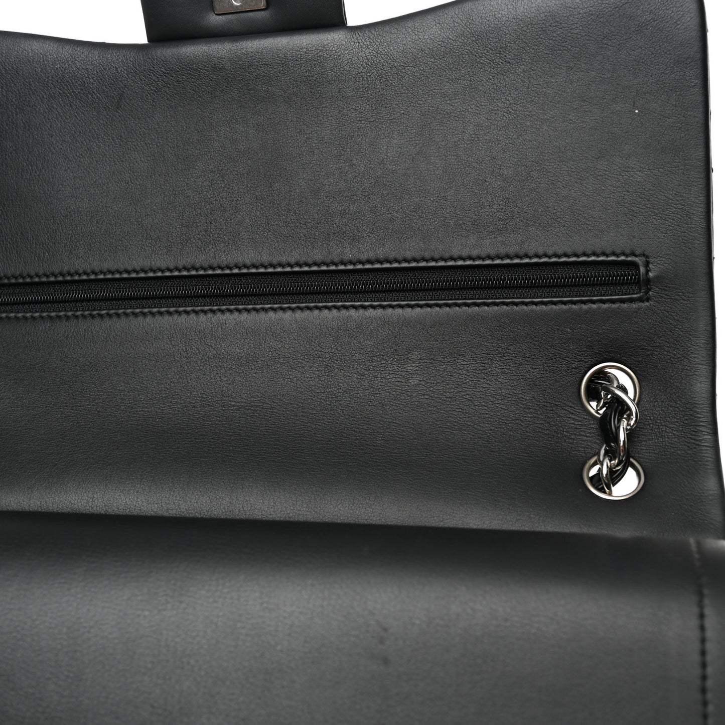 Patent Quilted Jumbo Double Flap Black