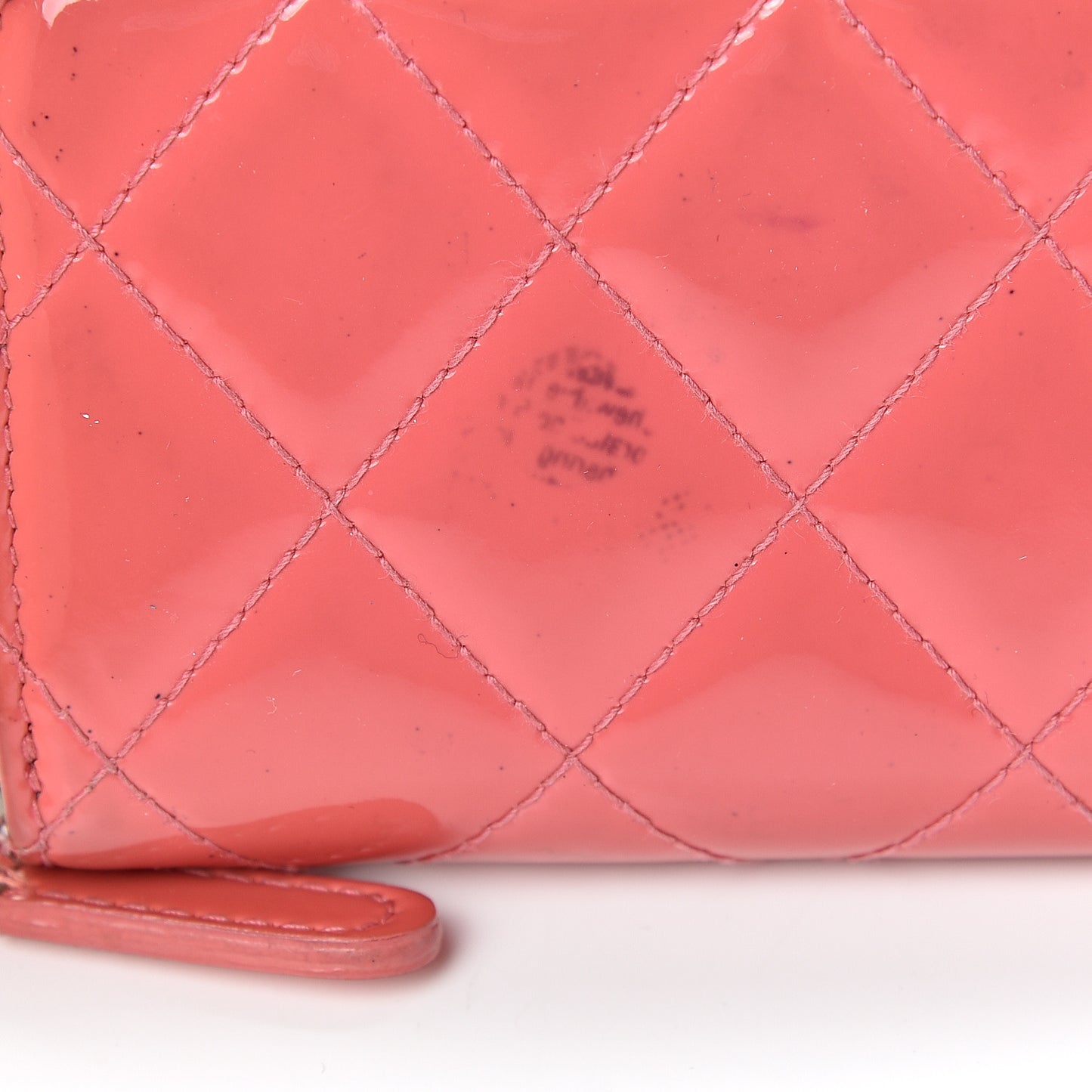 Patent Calfskin Quilted Zip Coin Purse Pink