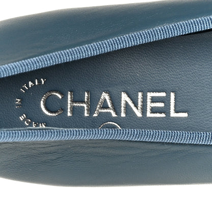 Chanel Lambskin Grosgrain Cap Toe CC Ballerina Flats 37.5 Dark Blue Black 7 of 10