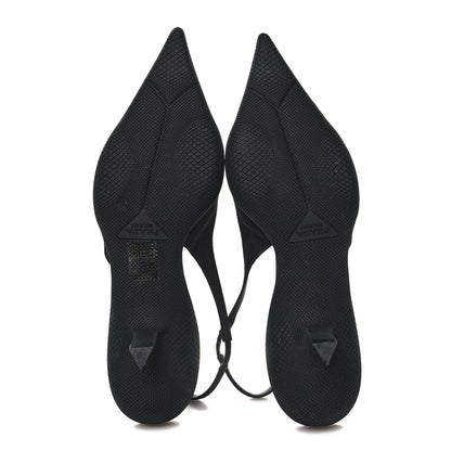 Prada Nylon Logo Pointed Toe 45mm Slingback Pumps 39 Black 5 of 8