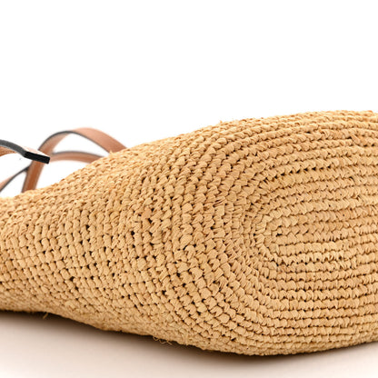 Loewe Calfskin Raffia Paulas Ibiza Pochette Bag Natural Tan 9 of 10