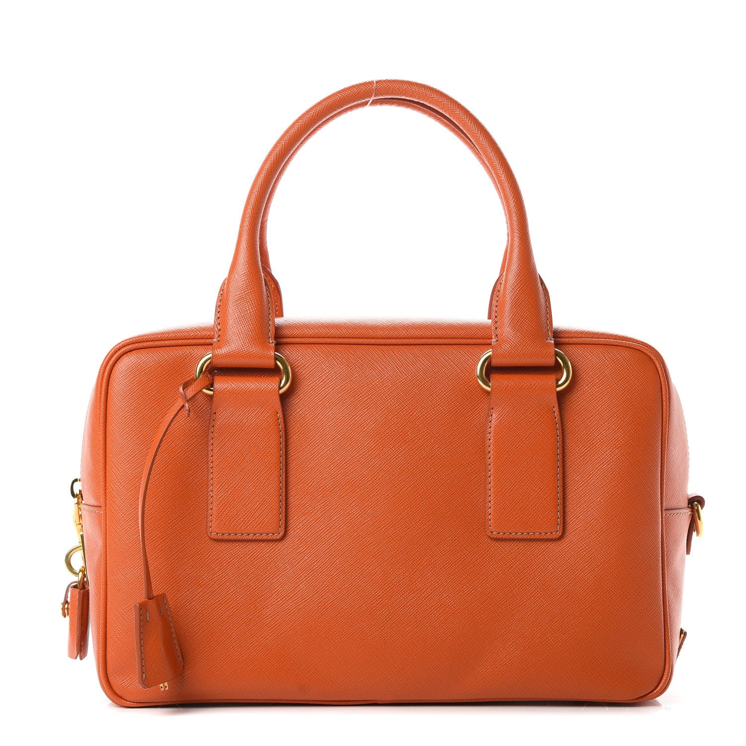 Prada Saffiano Bowler Top Handle Shoulder Papaya 1 of 12