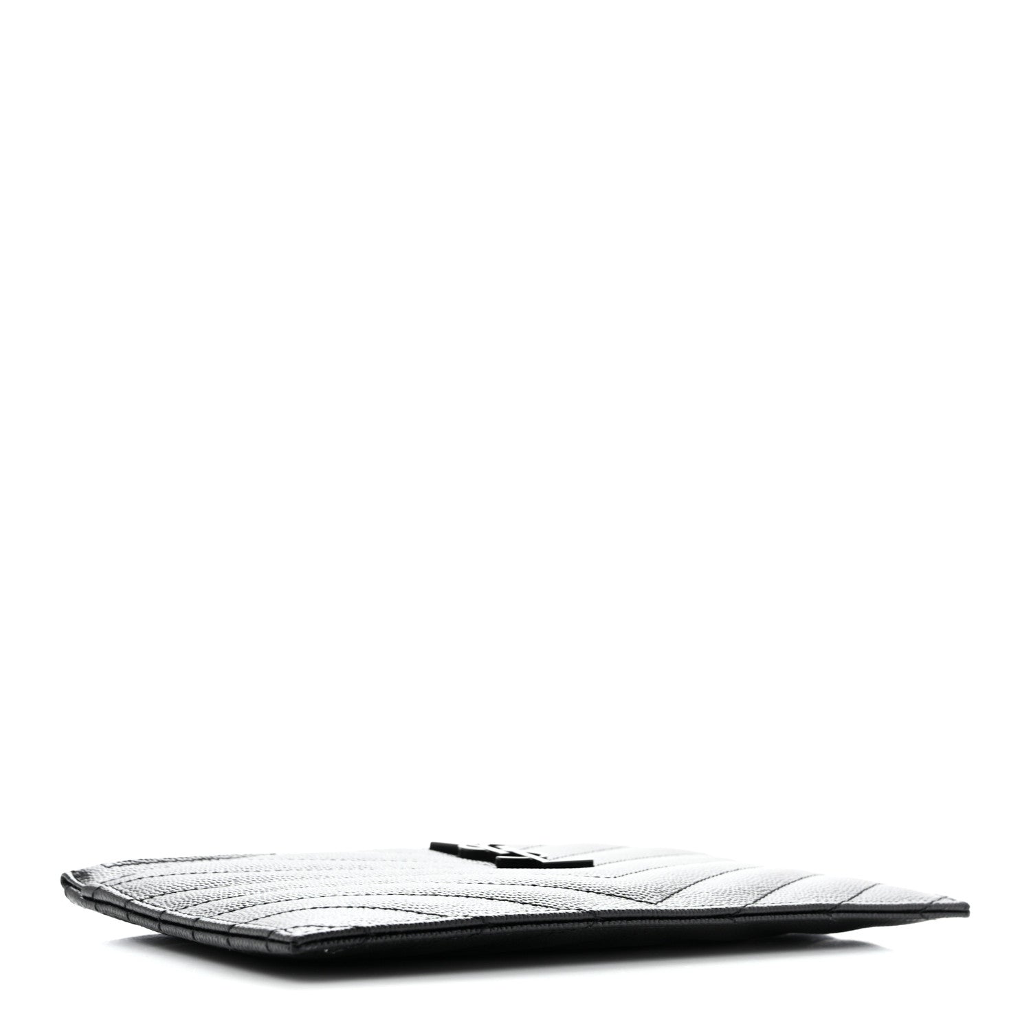 Saint Laurent Grain De Poudre Chevron Monogram Monochrome Bill Pouch Black 4 of 8