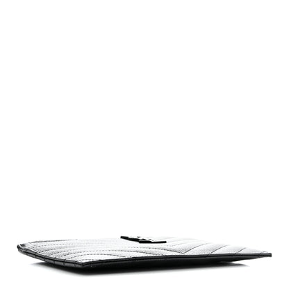 Saint Laurent Grain De Poudre Chevron Monogram Monochrome Bill Pouch Black 4 of 8