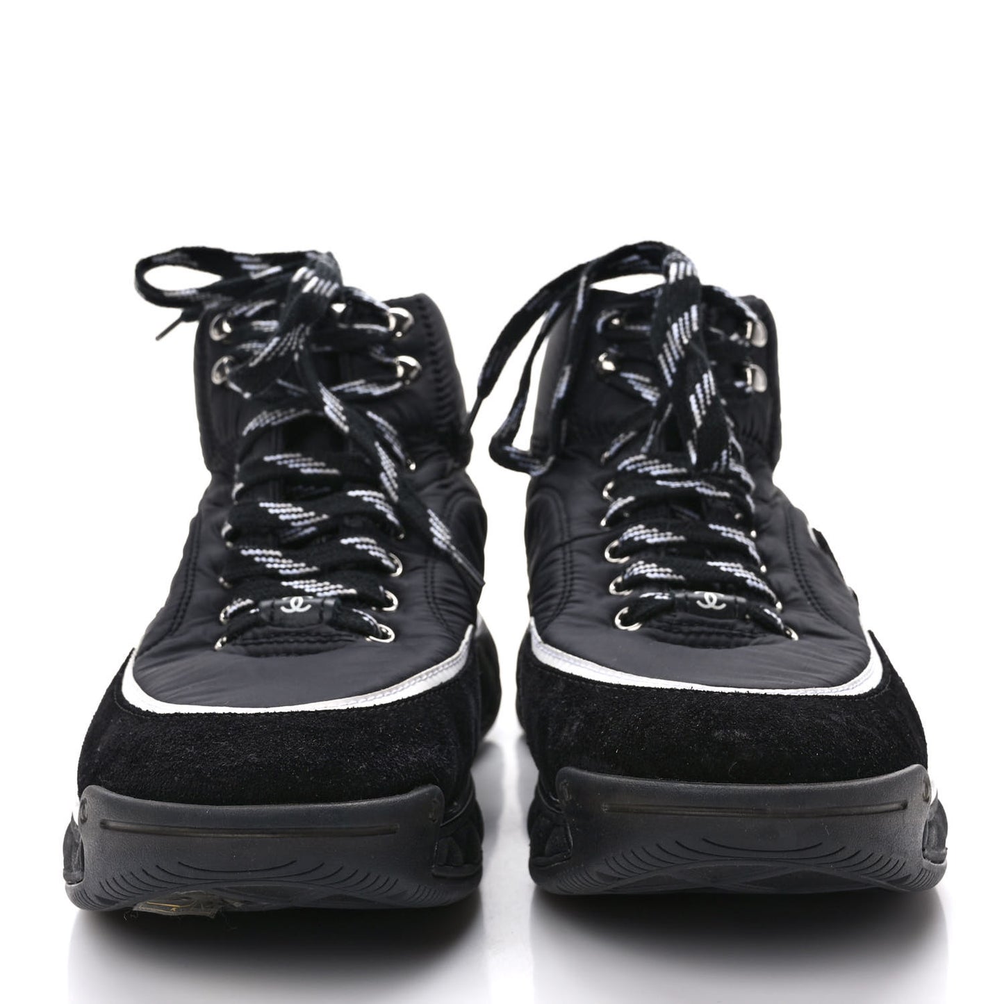 Fabric Calfskin Suede Womens CC Sneakers 40 Black