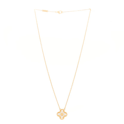 Van Cleef & Arpels 18K Yellow Gold Diamond Vintage Alhambra Pendant Necklace 3 of 5