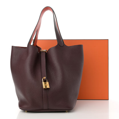 Hermes Taurillon Clemence Swift Eclat Picotin 26 GM Prune Orange Poppy 11 of 11