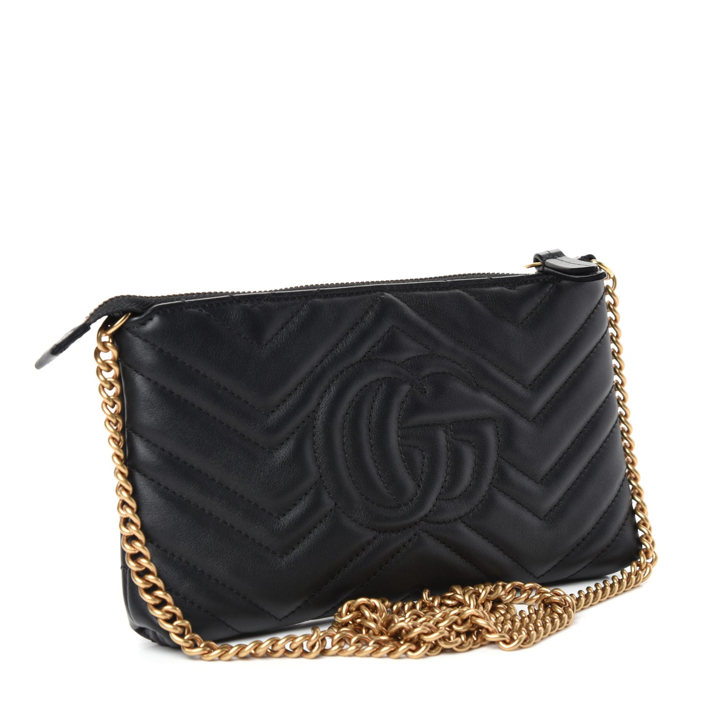 Calfskin Matelasse Mini GG Marmont Chain Bag Black
