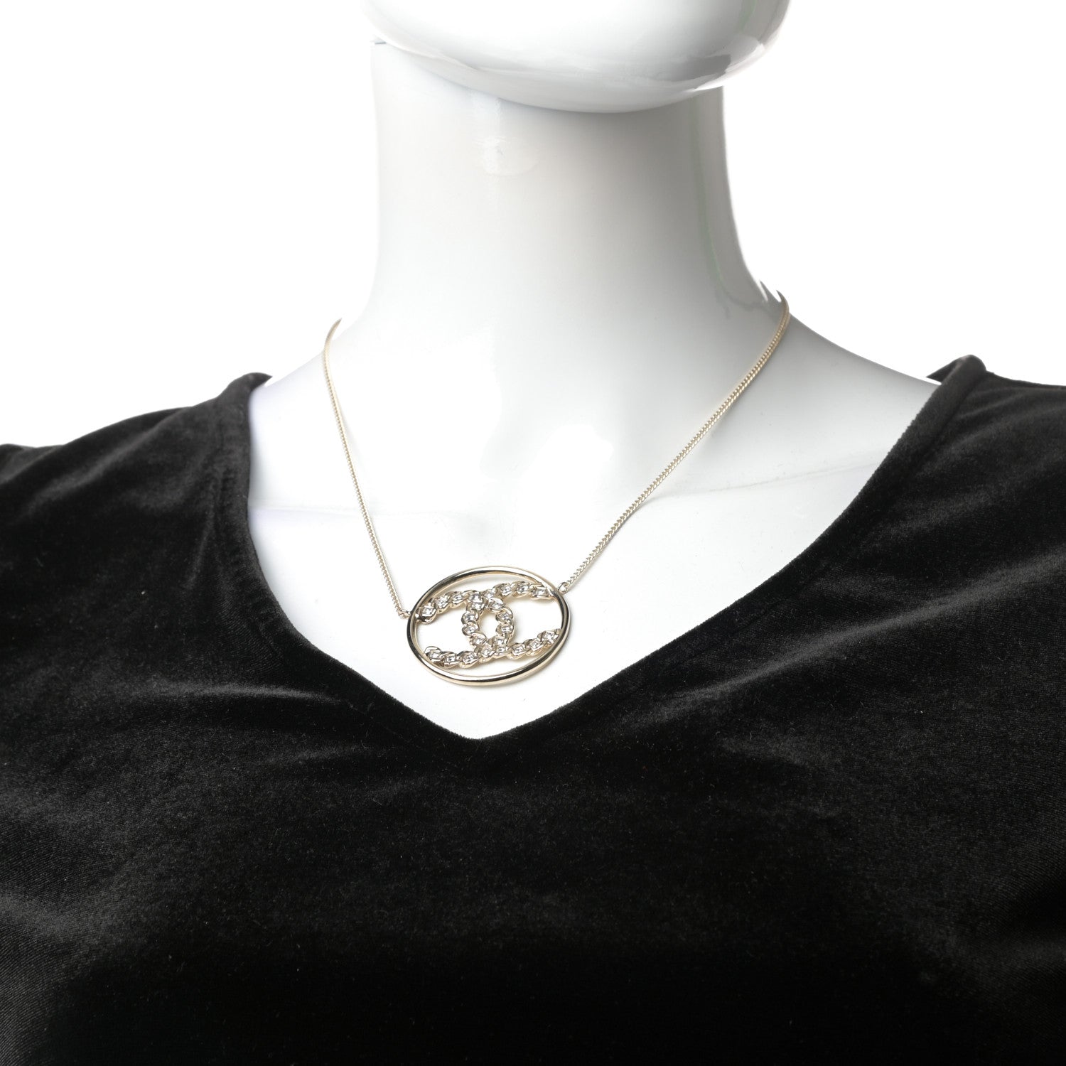 Chanel Baguette Crystal High Society CC Pendant Necklace Gold 2 of 5