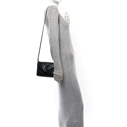 Saint Laurent Calfskin Y Quilted Monogram Monochrome Toy Loulou Crossbody Bag Black 2 of 13