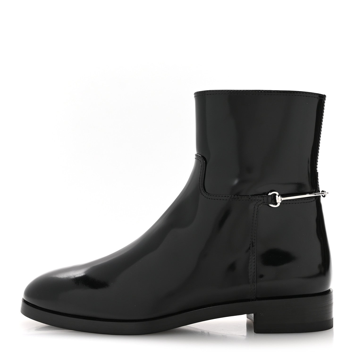 Gucci Brushed Calfskin Michelangelo Slim Horsebit Ankle Boots 39.5 Black 1 of 9