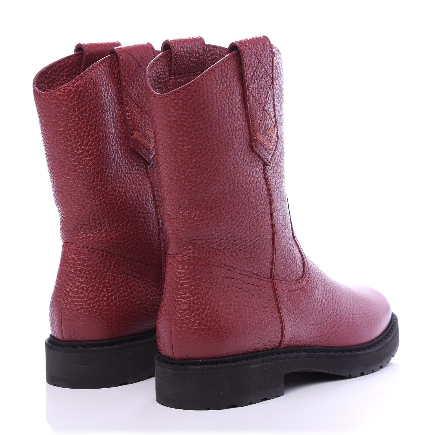 Fendi Grained Calfskin Ankle Boots 38.5 Red 4 of 7