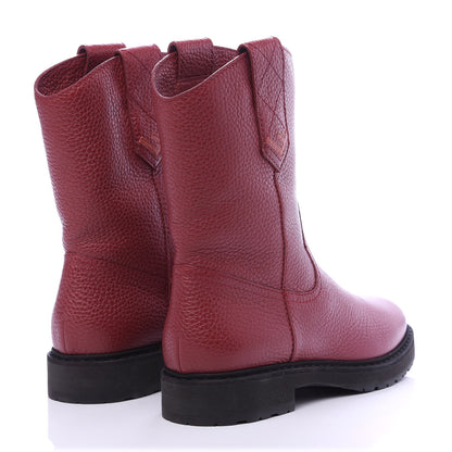 Fendi Grained Calfskin Ankle Boots 38.5 Red 4 of 7