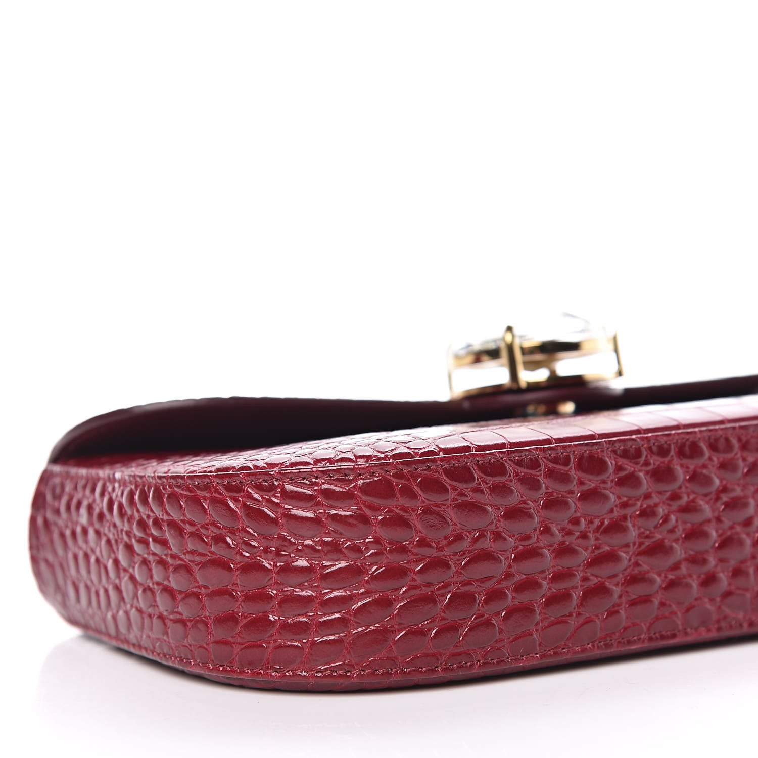 Miu Miu Calfskin Crocodile Embossed St. Cocco Crossbody Bag Rubino 7 of 8
