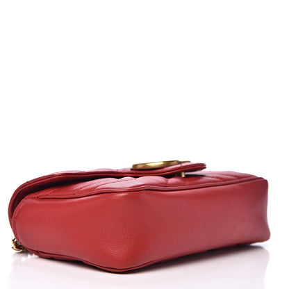 Gucci Calfskin Matelasse Super Mini GG Marmont Shoulder Bag Hibiscus Red 3 of 11
