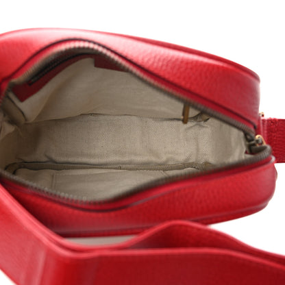 Gucci Grained Calfskin Logo Messenger Bag Hibiscus Red 5 of 9