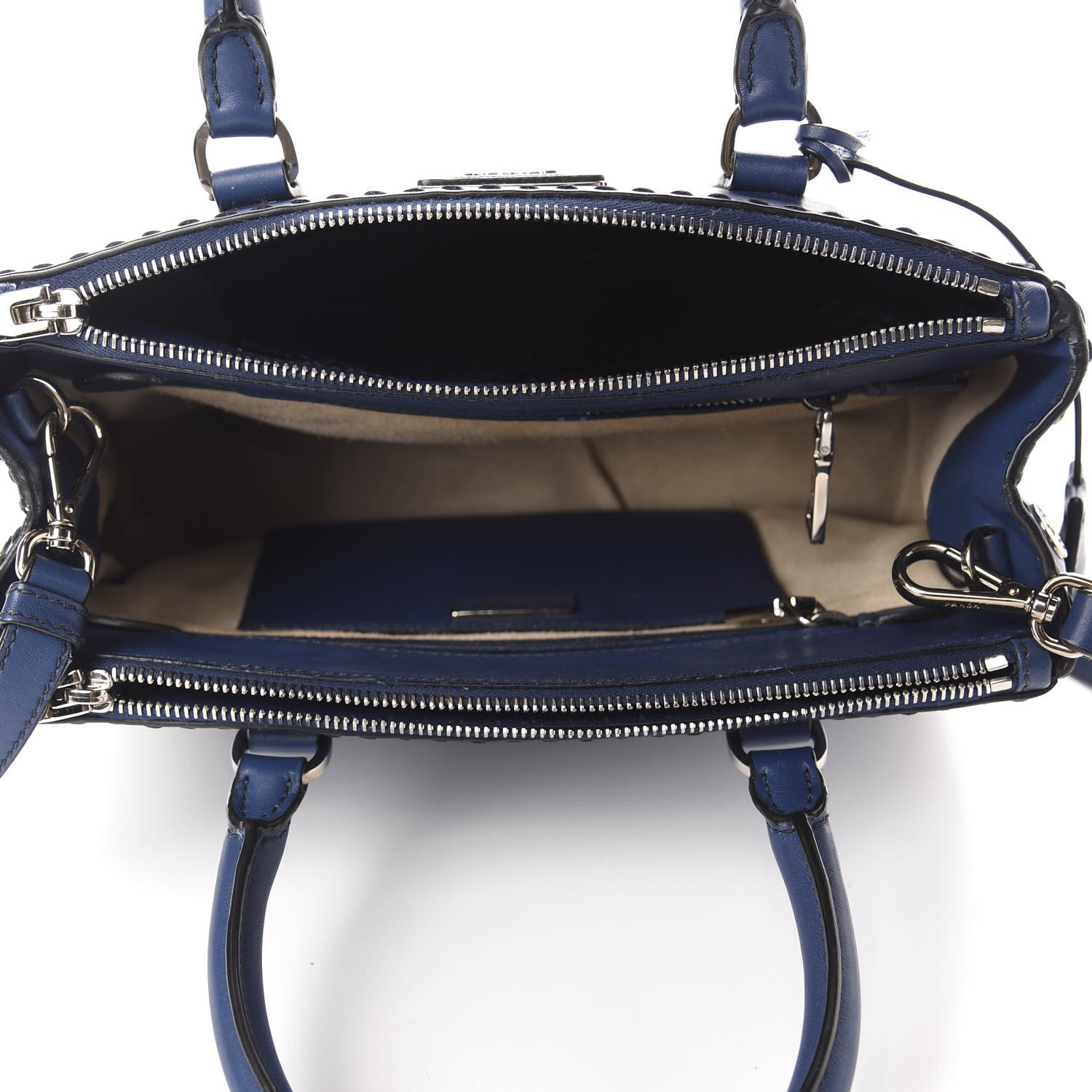 Prada City Calf Hand Stitched Small Galleria Double Zip Tote Bluette 5 of 13