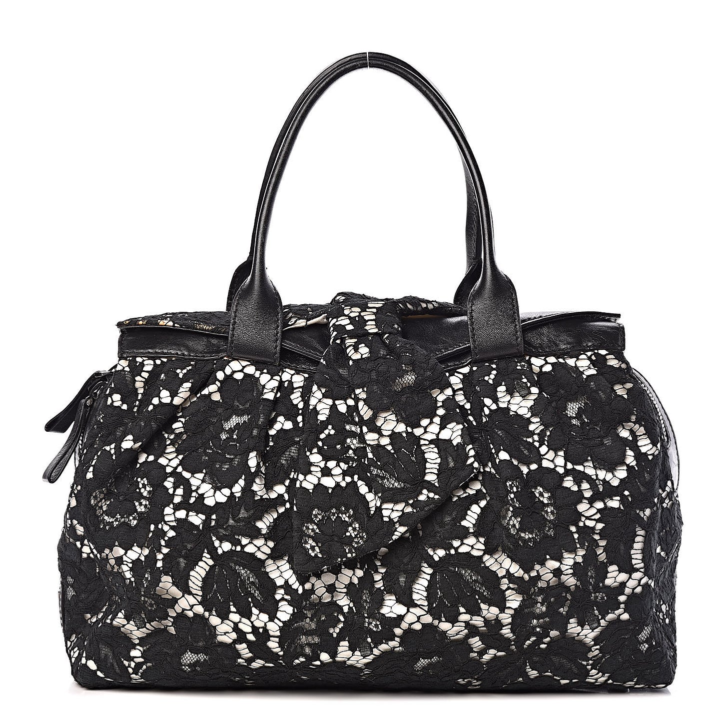 Satin Lace Satchel Black