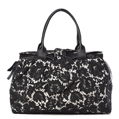 Valentino Garavani Satin Lace Satchel Black 1 of 20