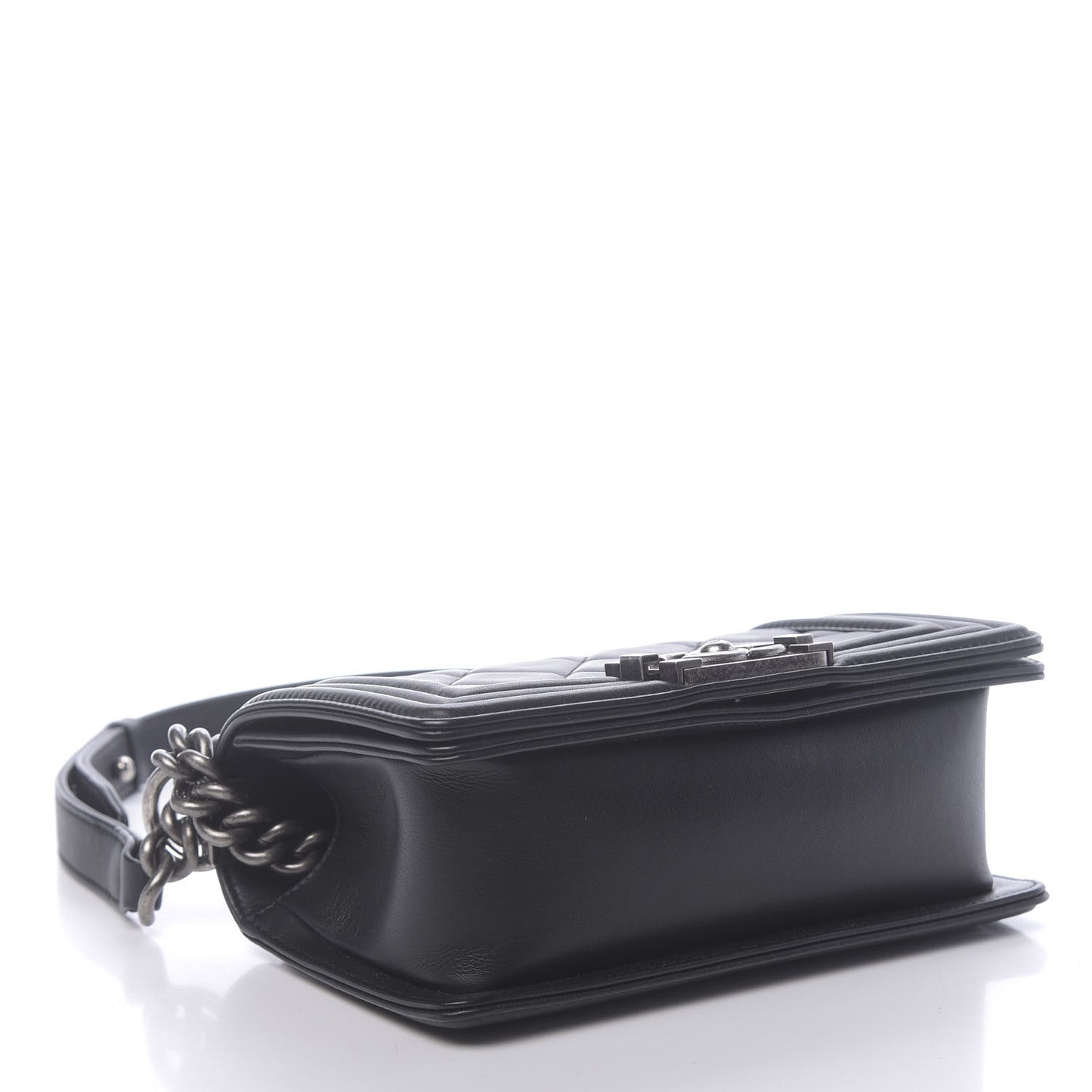 Calfskin Quilted Small Boy Flap Black