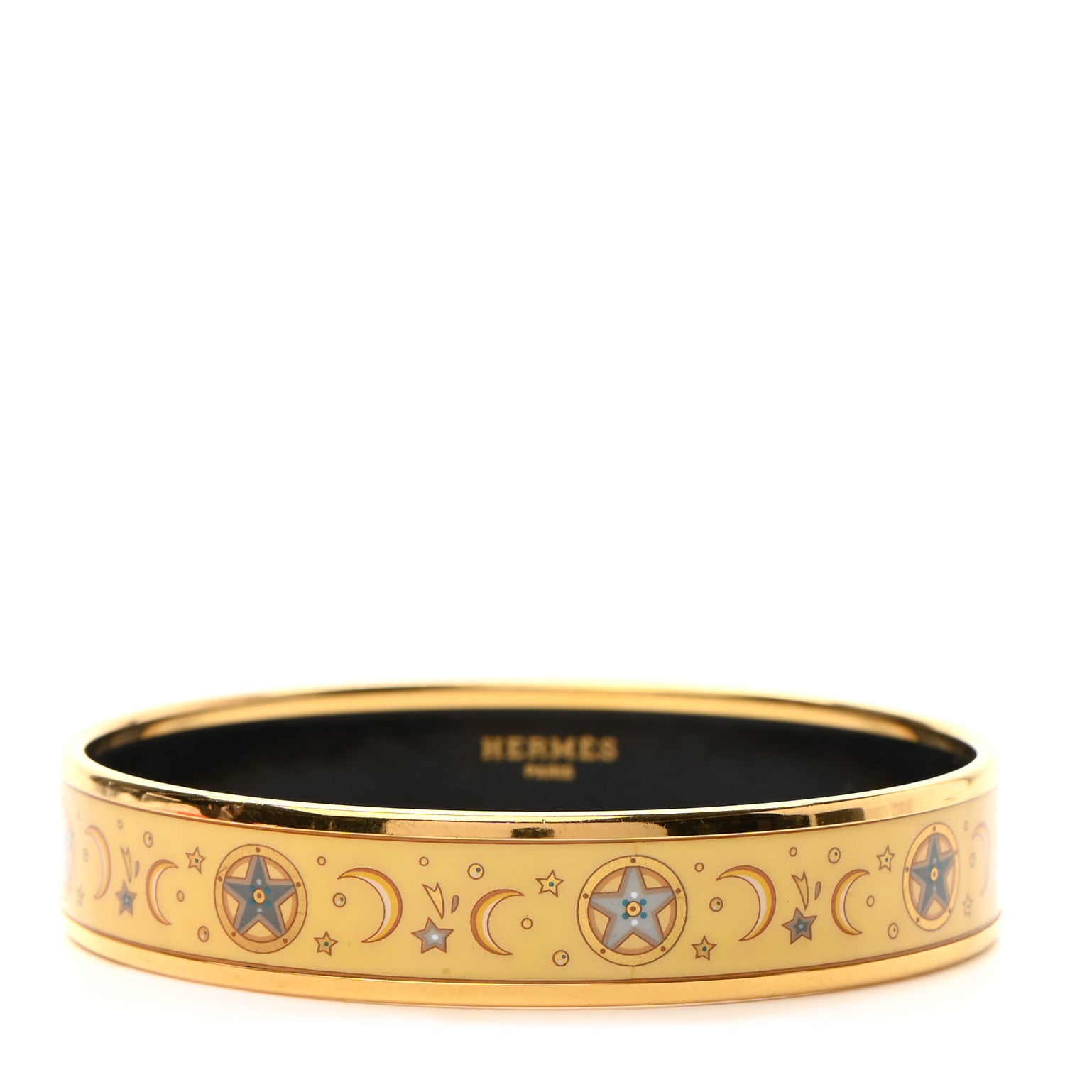 Hermes Enamel Printed Medium Moon Stars Bracelet 70 Yellow 1 of 5