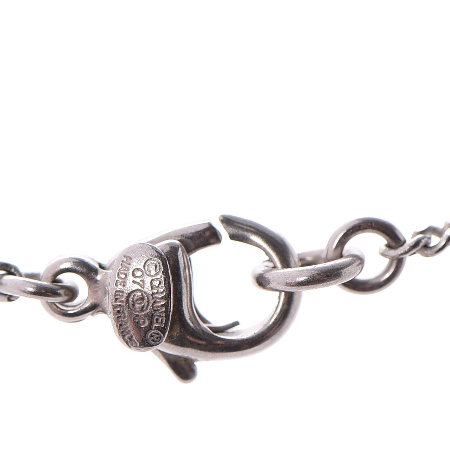 Enamel Heart CC Charm Necklace Black Silver