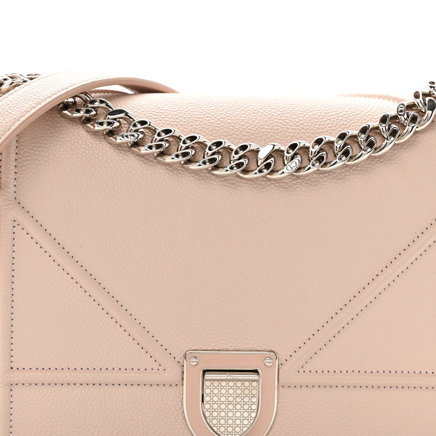 Grained Calfskin Medium Diorama Flap Bag Nude