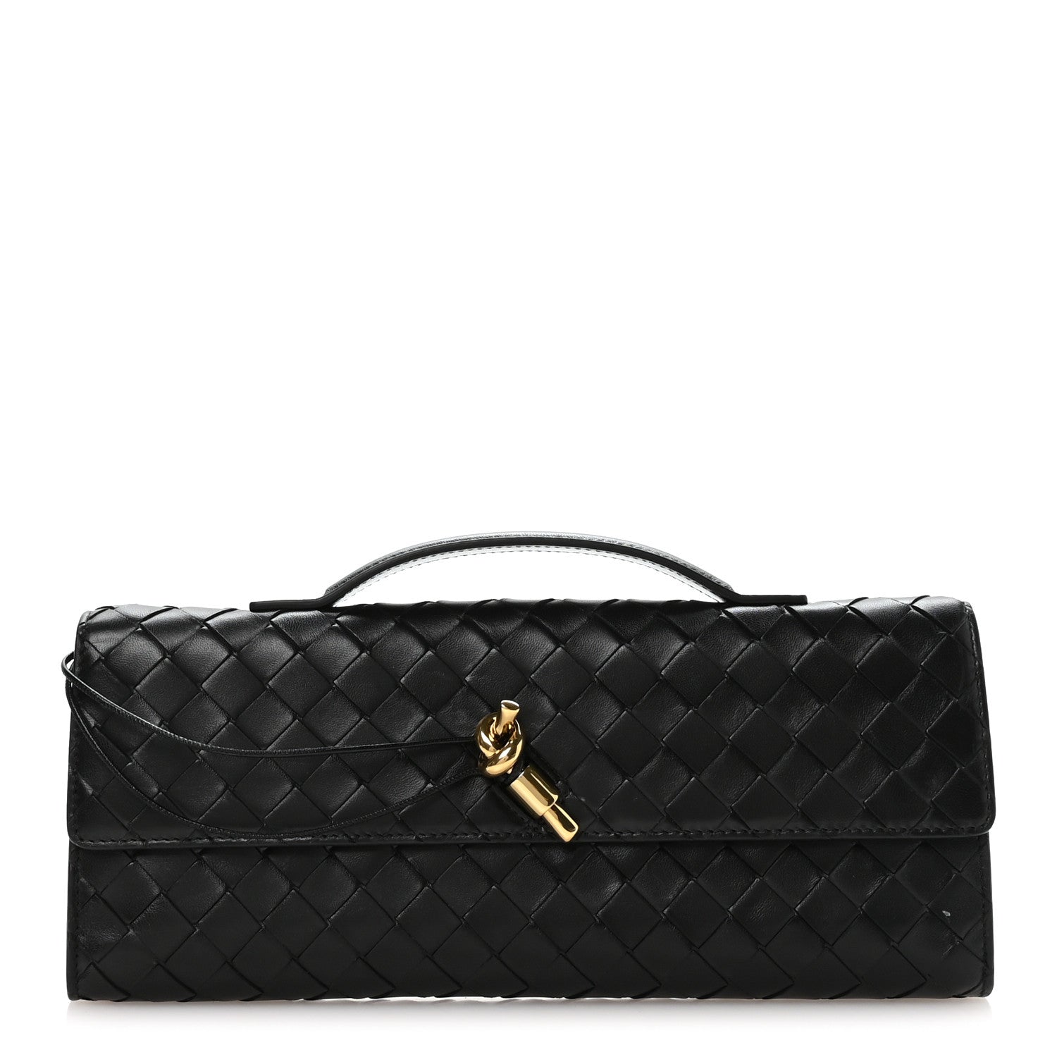 Bottega Veneta Nappa Intrecciato Long Andiamo Top Handle Clutch Black 1 of 10