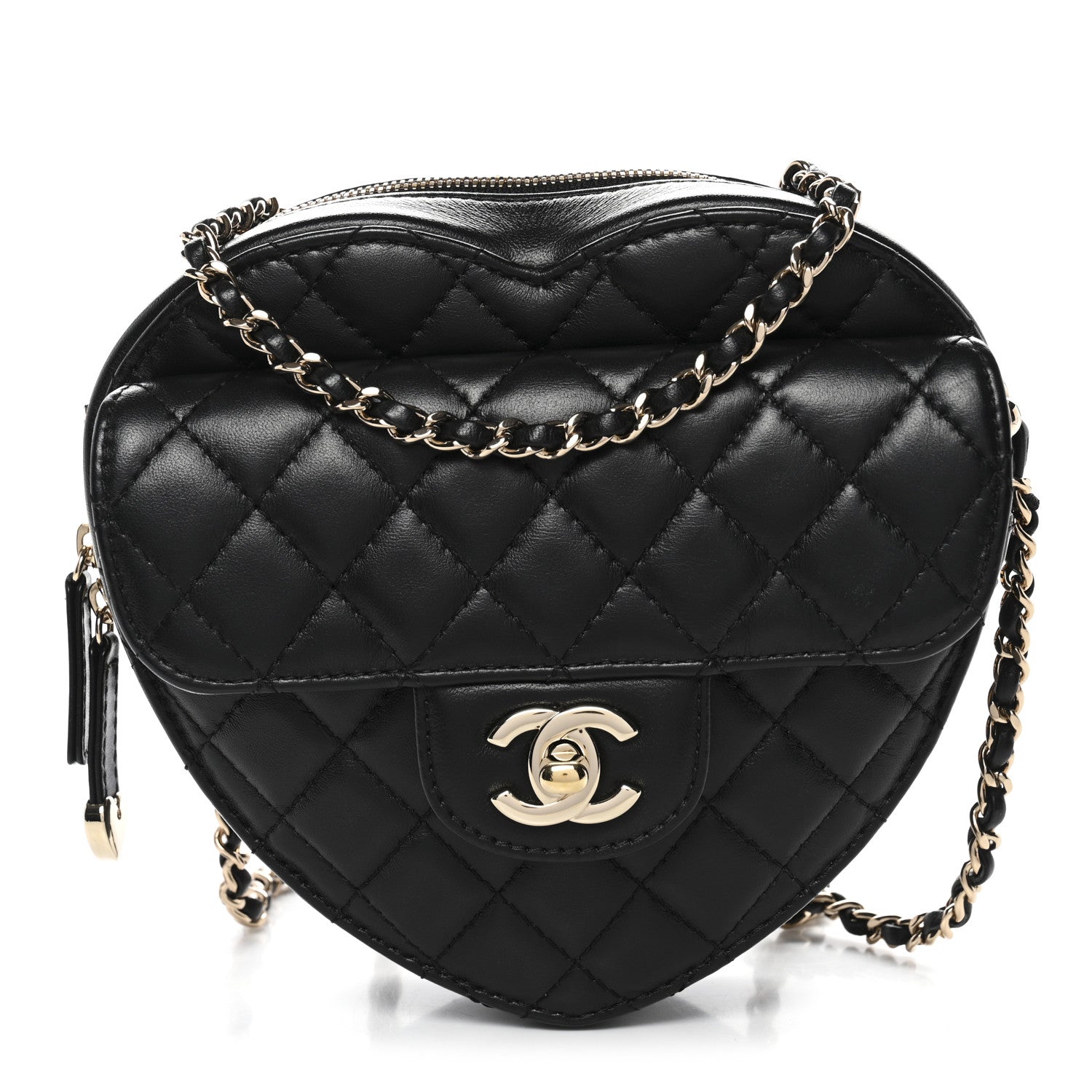 Chanel Lambskin Quilted CC In Love Heart Bag Black 1 of 11