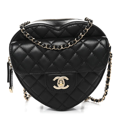 Chanel Lambskin Quilted CC In Love Heart Bag Black 1 of 11