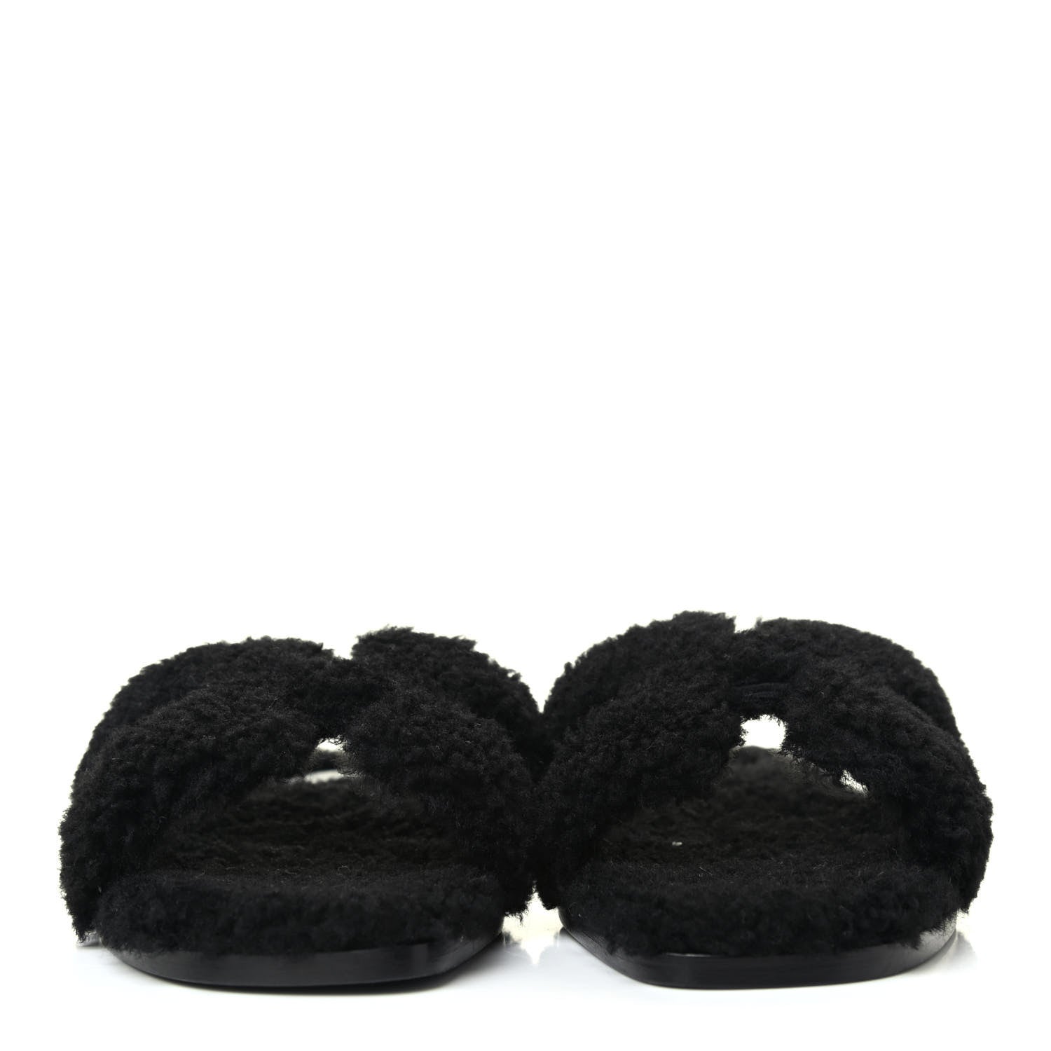 Hermes Woolskin Oran Sandals 39 Black 2 of 4