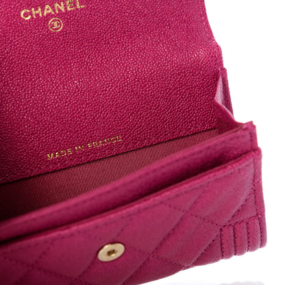 Chanel Caviar Quilted Boy Card Holder Wallet Fuchsia 7 of 9