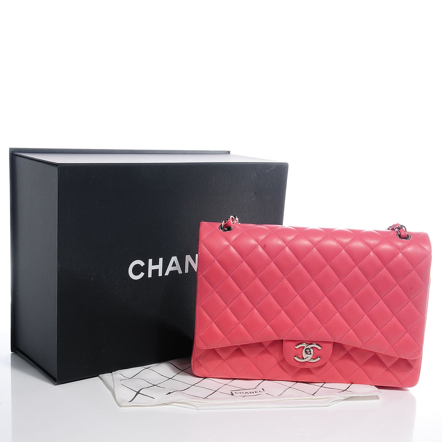 Lambskin Quilted Maxi Double Flap Pink