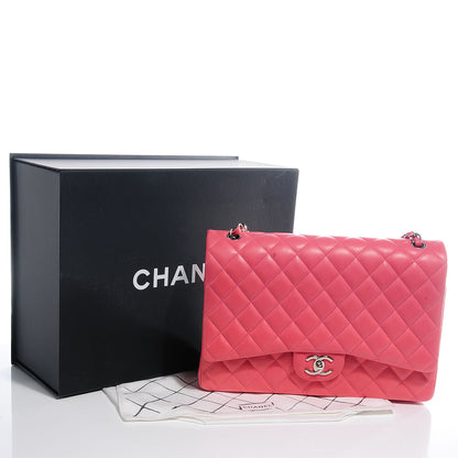 Chanel Lambskin Quilted Maxi Double Flap Pink 5 of 9