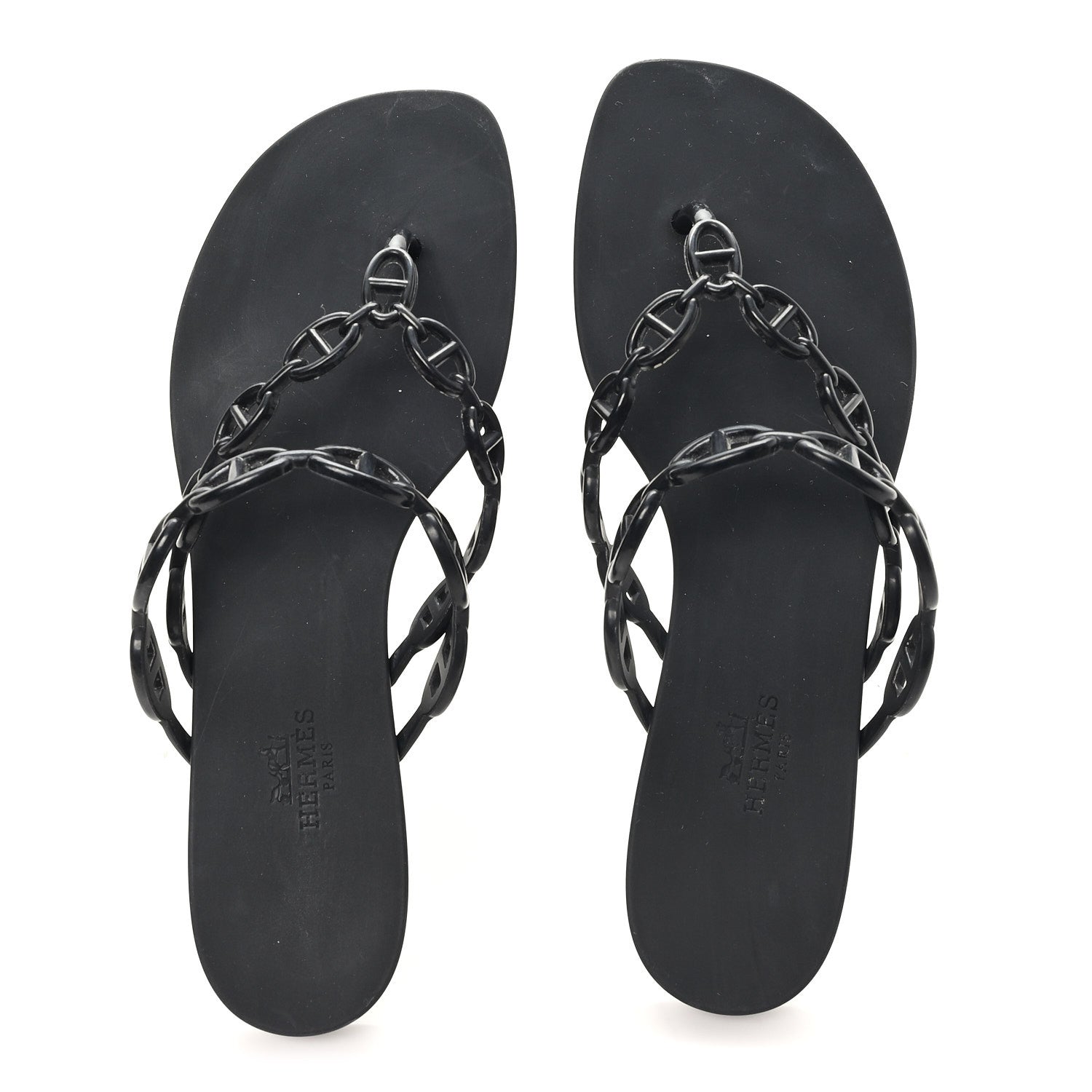Hermes Rubber Chaine d'Ancre Island Sandals 38 Black 2 of 10