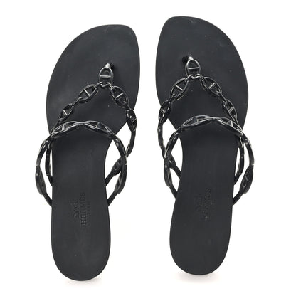 Hermes Rubber Chaine d'Ancre Island Sandals 38 Black 2 of 10