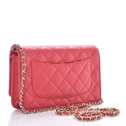 Chanel Caviar Quilted Wallet On Chain WOC Dark Pink 3 of 9