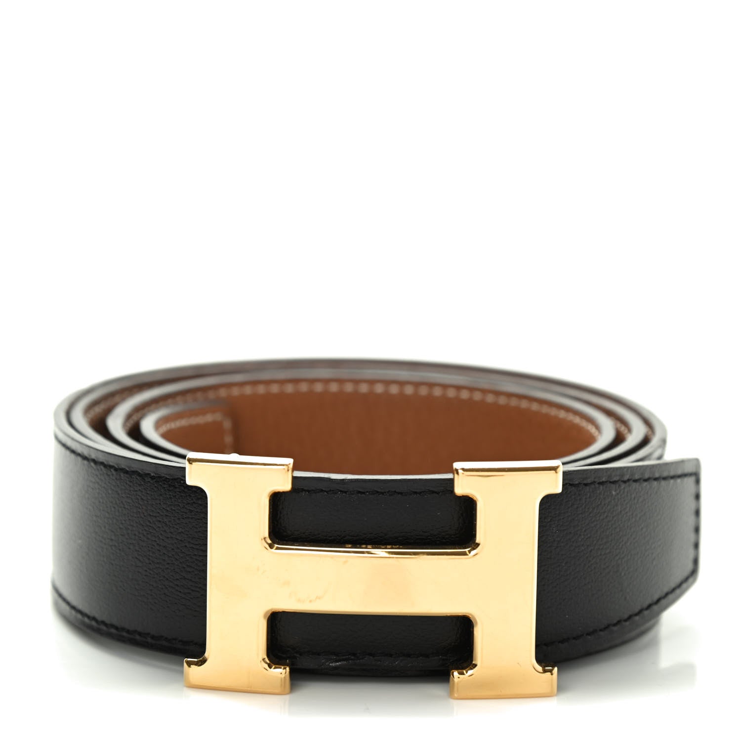 Hermes Box Togo 32mm H Belt 95 Black Gold 1 of 4