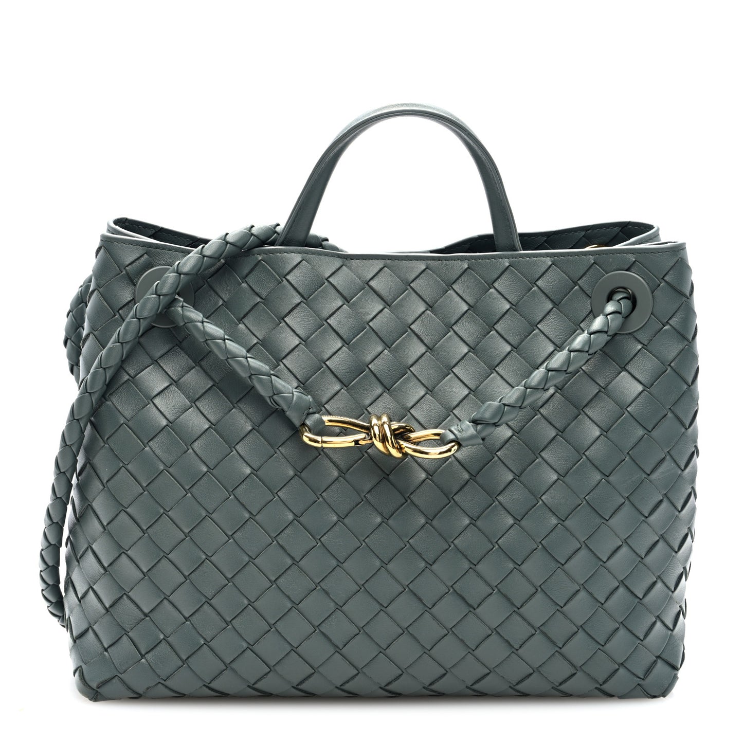 Nappa Intrecciato Medium Andiamo Shoulder Bag Slate