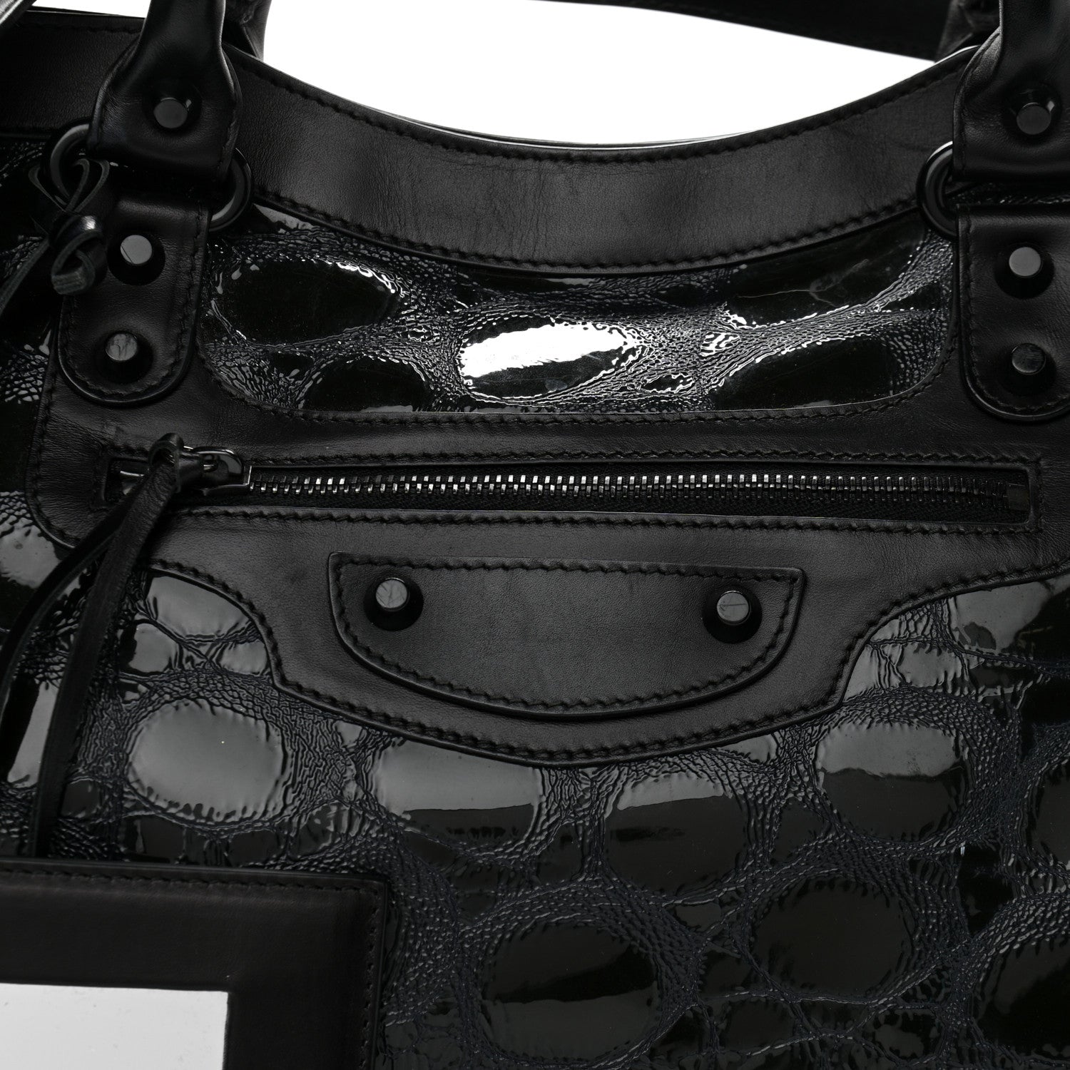 Balenciaga Patent Embossed Classic Hardware City Black 9 of 13